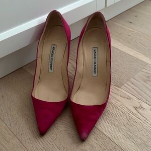 Manolo Blahnik BB 100mm Fuschia Hot Pink Pumps sz 35.5